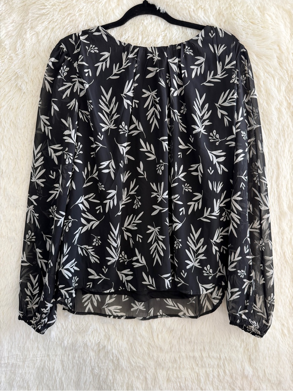 Vero Moda Womens Whimsigoth Floral Sheer Blouse XL Black Boho Dark Cottagecore